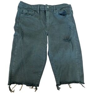 Vervet Bermuda Mid Rise Black Denim Distressed Shorts Size M - fits Small (27")‎